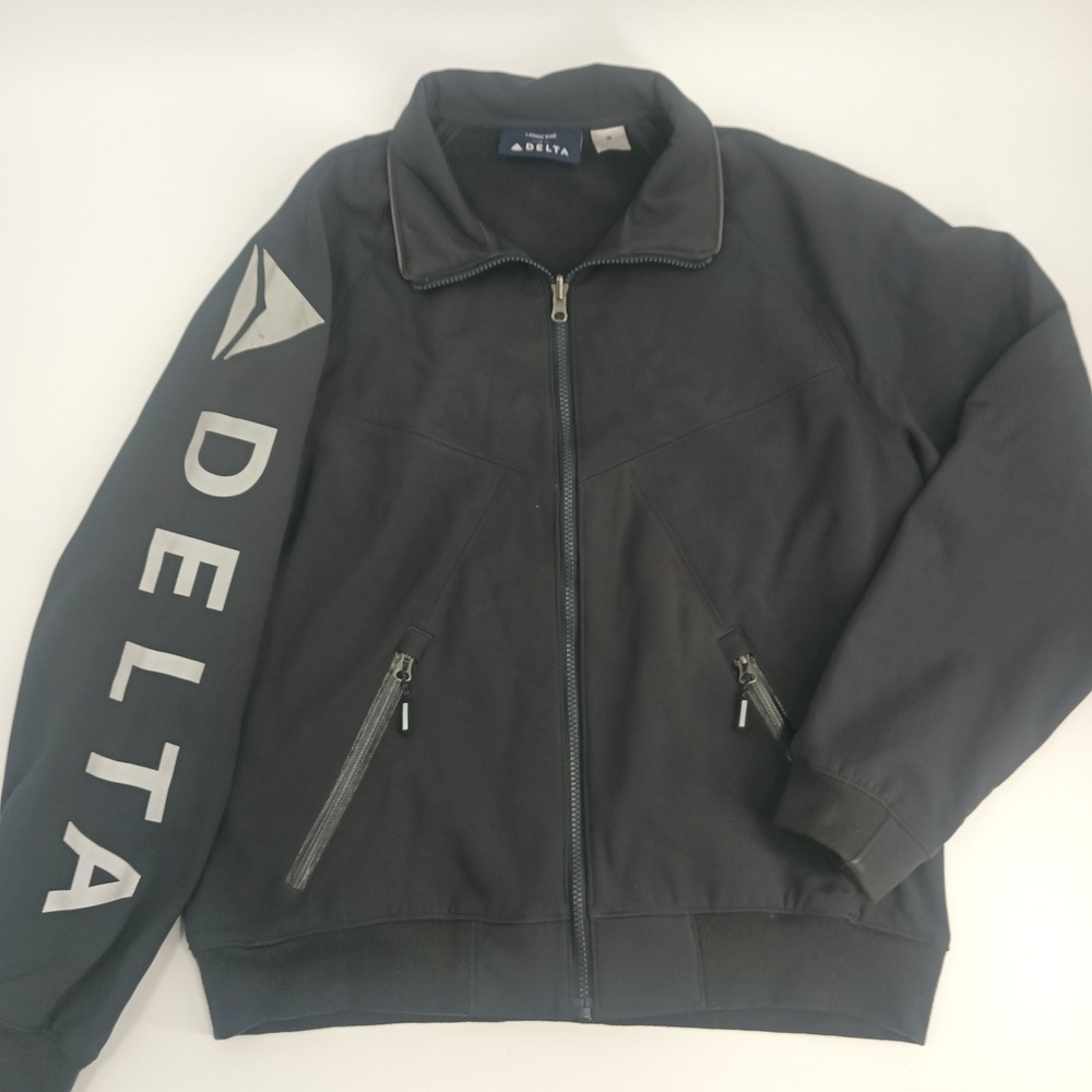 Lands' End Delta Airlines Men's Full Zip Softshell Track Jacket Black Medium